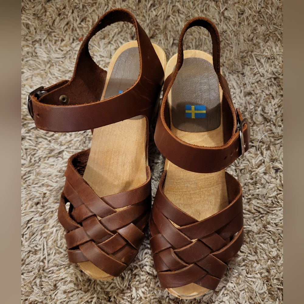 MIA Brown Leather Mules